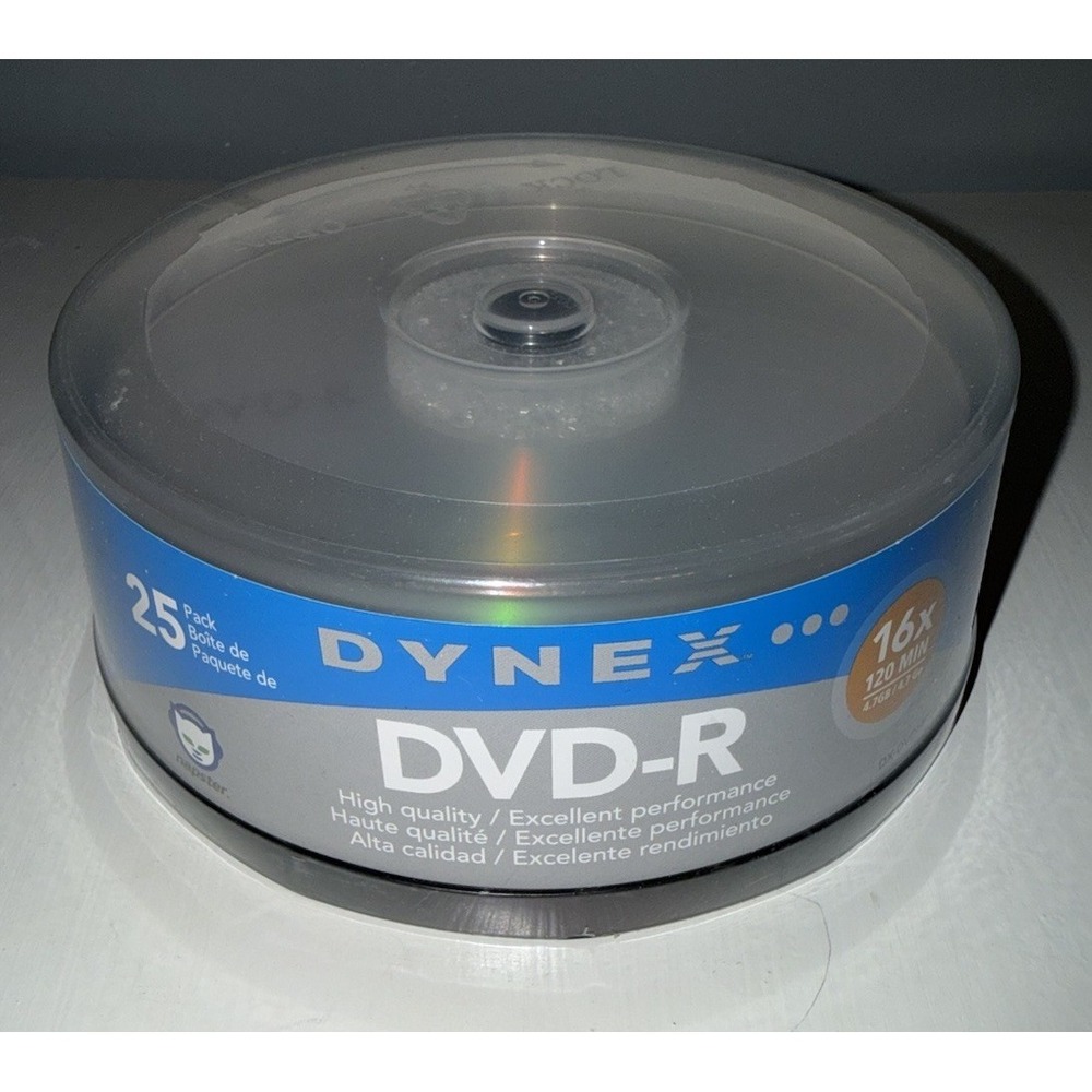 DYNEX~DVD-R 25 Discs Record Data &‎ Video~16x~120 Min~4.7GB~NEW in unopened Box